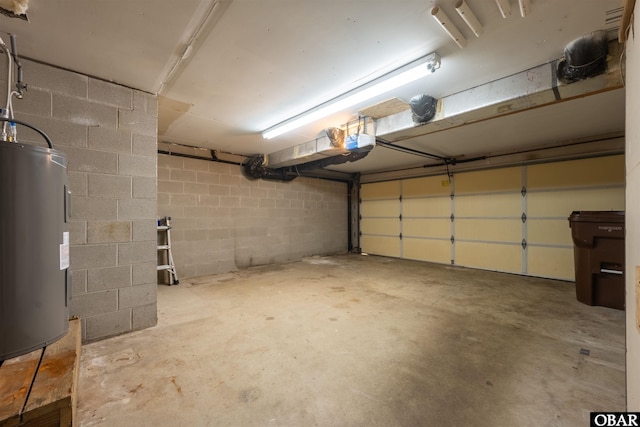 4 Birch Ln Lot 15, Southern Shores, NC 27949 - garage featuring electric water heater, a garage door opener, and concrete block wall