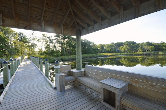 dock area featuring a water view