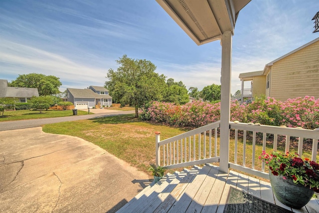 deck with a lawn