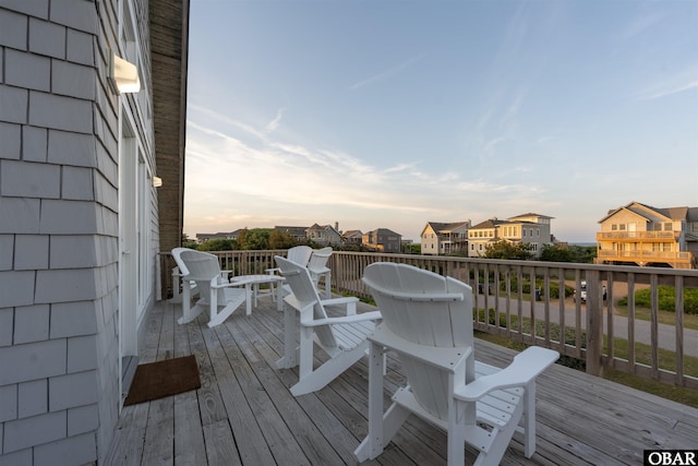 deck with a residential view