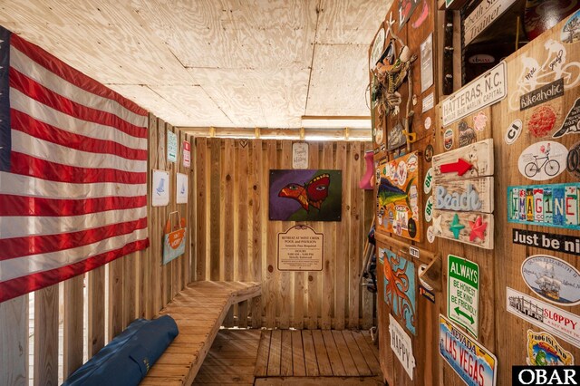 interior space with wood walls