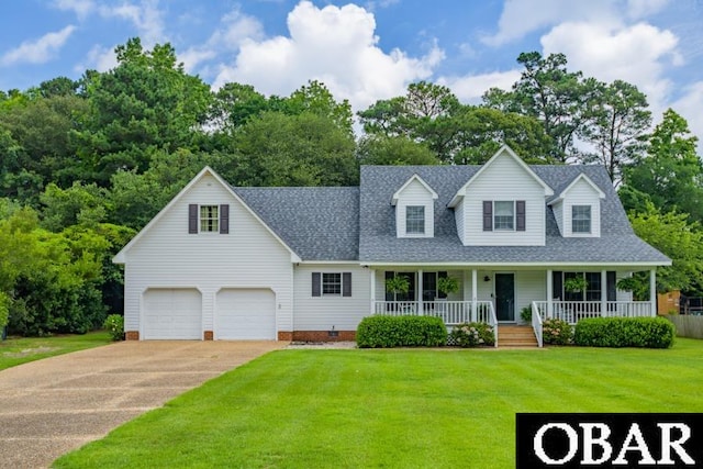 128 Daphne Ln Lot 17, Manteo, NC 27954 - cape cod house with a porch, a shingled roof, a front yard, driveway, and crawl space