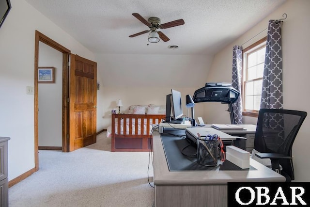 128 Daphne Ln Lot 17, Manteo, NC 27954 - home office with ceiling fan, carpet, and a textured ceiling