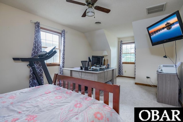 128 Daphne Ln Lot 17, Manteo, NC 27954 - bedroom featuring light colored carpet, an office area, and a ceiling fan