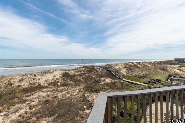 view of water feature featuring a view of the beach