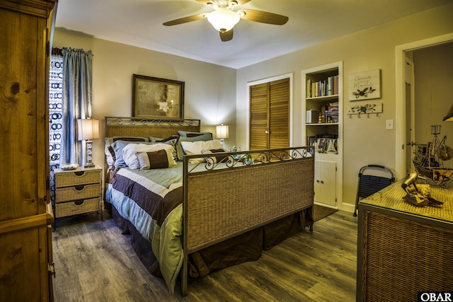 400 Driftwood Dr Lot 168, Elizabeth City, NC 27909 - bedroom with dark wood-type flooring and ceiling fan