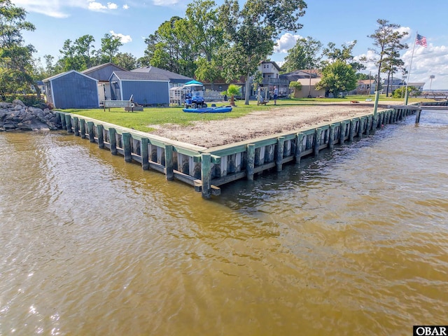 400 Driftwood Dr Lot 168, Elizabeth City, NC 27909 - dock with a water view and a lawn