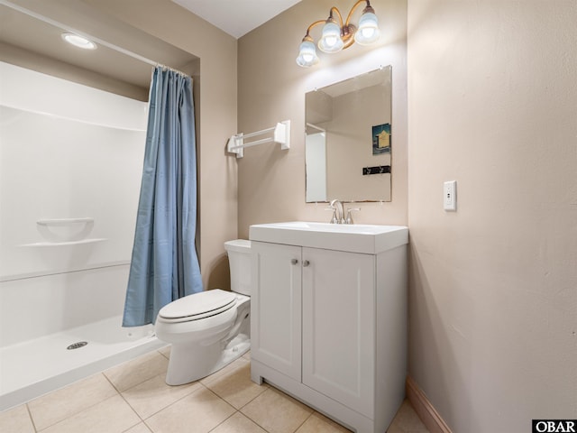 2250 Ocean Pearl Rd Lot 13, Corolla, NC 27927 - full bathroom featuring toilet, vanity, tile patterned floors, and a stall shower
