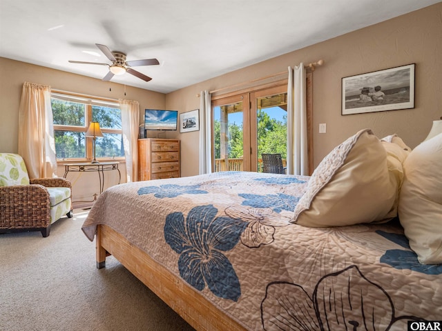 2250 Ocean Pearl Rd Lot 13, Corolla, NC 27927 - bedroom with access to outside, carpet flooring, and ceiling fan