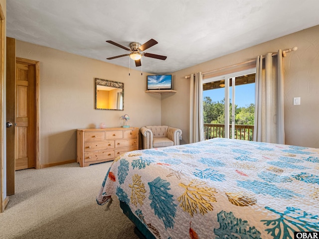2250 Ocean Pearl Rd Lot 13, Corolla, NC 27927 - bedroom with access to outside, carpet, ceiling fan, and baseboards