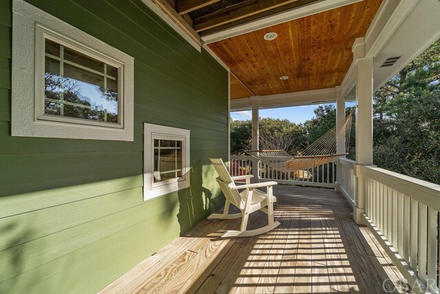 deck with covered porch