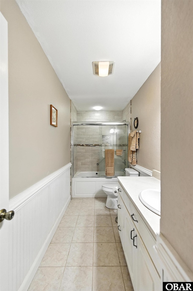 102 Lighthouse Vw Lot 5, Aydlett, NC 27916 - bathroom featuring bath / shower combo with glass door, vanity, and tile patterned flooring