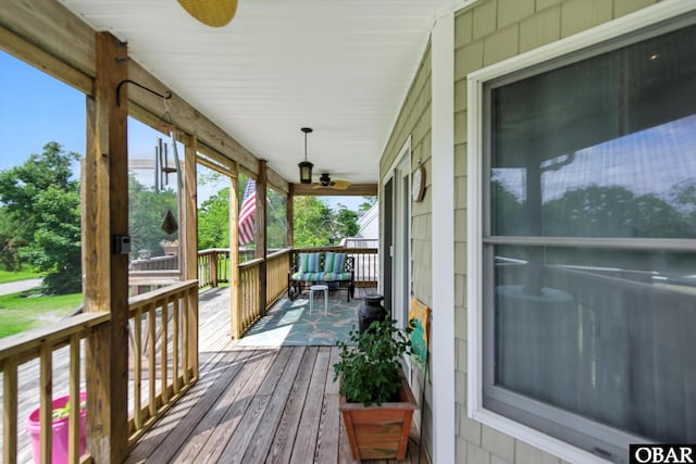 102 Lighthouse Vw Lot 5, Aydlett, NC 27916 - wooden porch with ceiling fan