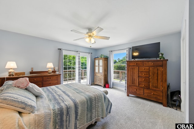 102 Lighthouse Vw Lot 5, Aydlett, NC 27916 - bedroom featuring access to outside, multiple windows, carpet flooring, and ceiling fan