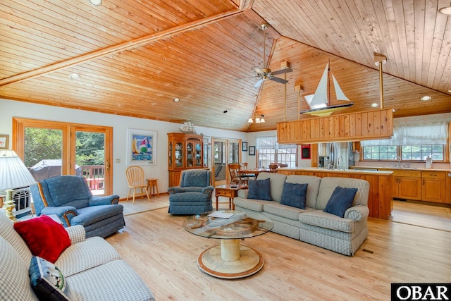 living room with plenty of natural light and light wood-type flooring