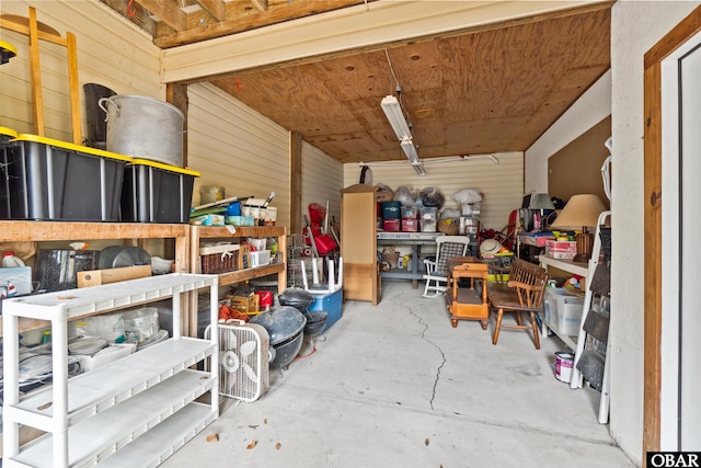 storage room with a garage