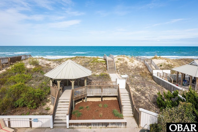 367 Lindsey Ln Lot 1, Corolla, NC 27927 - water view with stairs, a view of the beach, and a gazebo