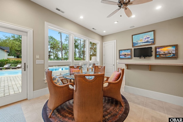 2001 Creek Rd Lot 16, Kitty Hawk, NC 27949 - dining area featuring ceiling fan, light tile patterned floors, and recessed lighting