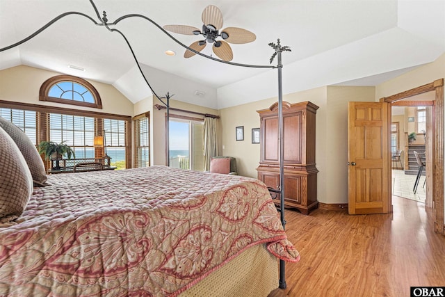 369 Deep Neck Rd Lot # 139, Corolla, NC 27927 - bedroom featuring vaulted ceiling, light wood-type flooring, and access to exterior