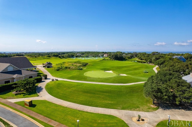 drone / aerial view featuring view of golf course