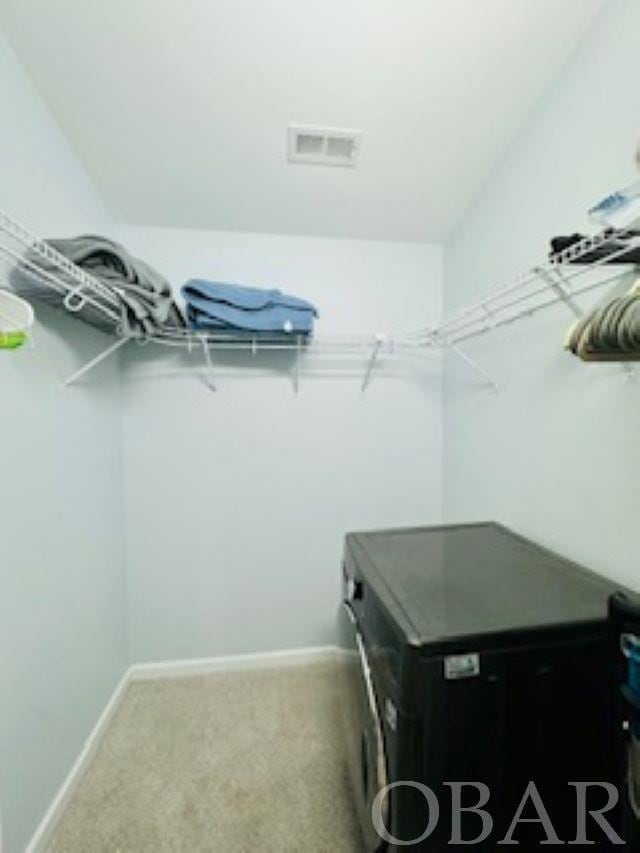 spacious closet featuring carpet floors and visible vents