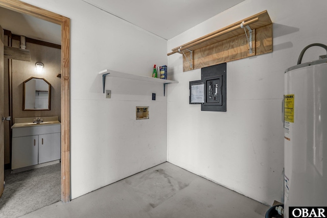 116 W Old Cove Rd Lot 1, Nags Head, NC 27959 - interior space with electric panel, water heater, and a sink