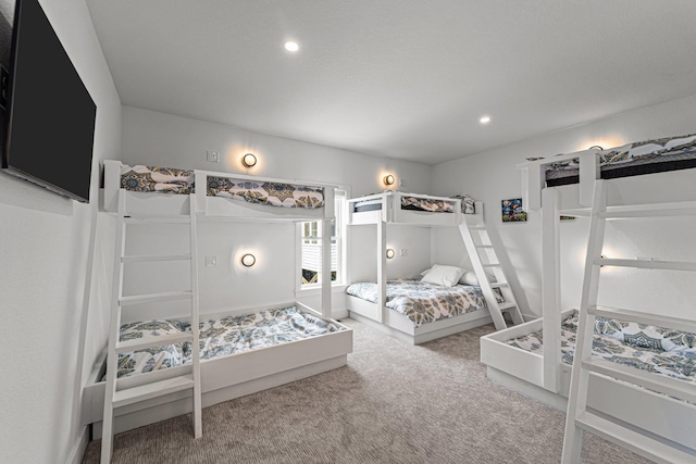 bedroom featuring carpet floors and recessed lighting