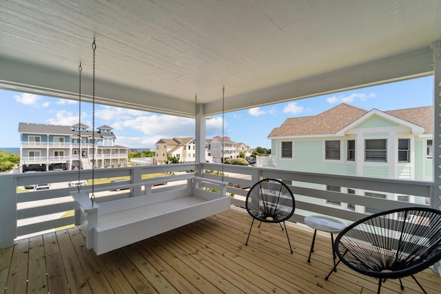 deck with a residential view