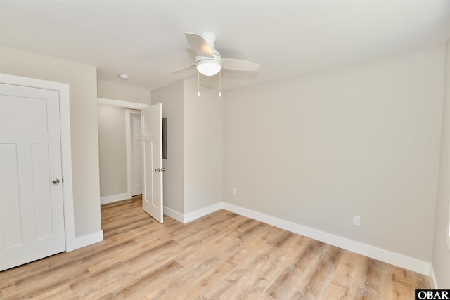 112 Mybet Ct Lot 100, Kill Devil Hills, NC 27948 - unfurnished bedroom with light wood-style flooring and a ceiling fan