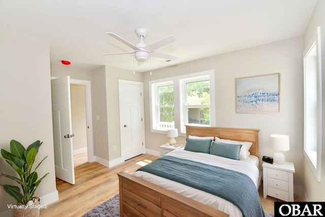 112 Mybet Ct Lot 100, Kill Devil Hills, NC 27948 - bedroom with light wood finished floors and a ceiling fan