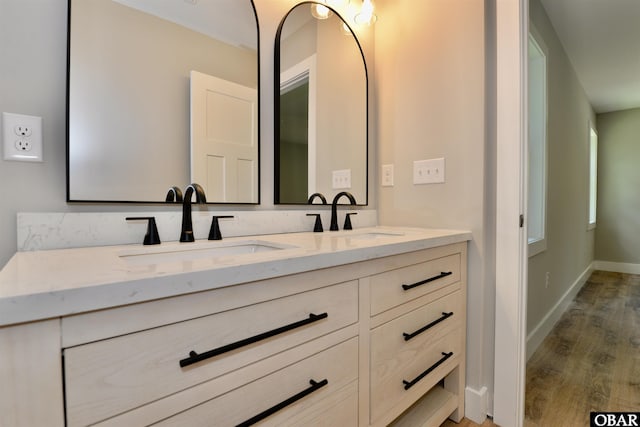 112 Mybet Ct Lot 100, Kill Devil Hills, NC 27948 - bathroom featuring double vanity and wood finished floors