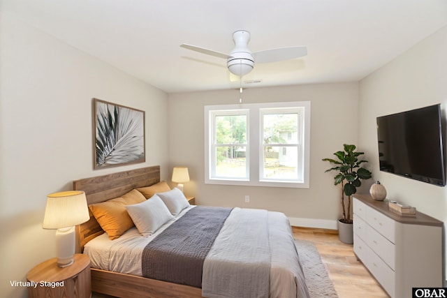 112 Mybet Ct Lot 100, Kill Devil Hills, NC 27948 - bedroom with light wood-style floors and ceiling fan