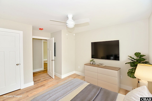 112 Mybet Ct Lot 100, Kill Devil Hills, NC 27948 - bedroom with light wood finished floors and ceiling fan