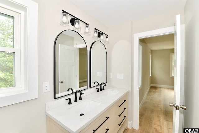112 Mybet Ct Lot 100, Kill Devil Hills, NC 27948 - bathroom featuring double vanity and wood finished floors
