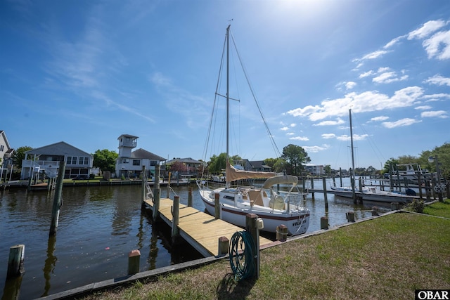 227 Outrigger Dr Lot 132, Kill Devil Hills, NC 27948 - view of dock featuring a yard and a water view
