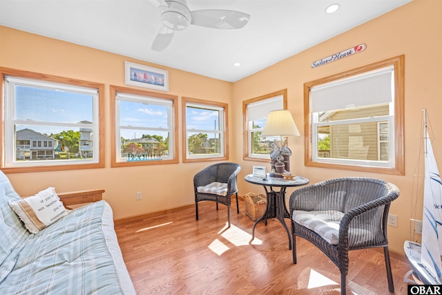 227 Outrigger Dr Lot 132, Kill Devil Hills, NC 27948 - sitting room with baseboards, recessed lighting, ceiling fan, and light wood finished floors