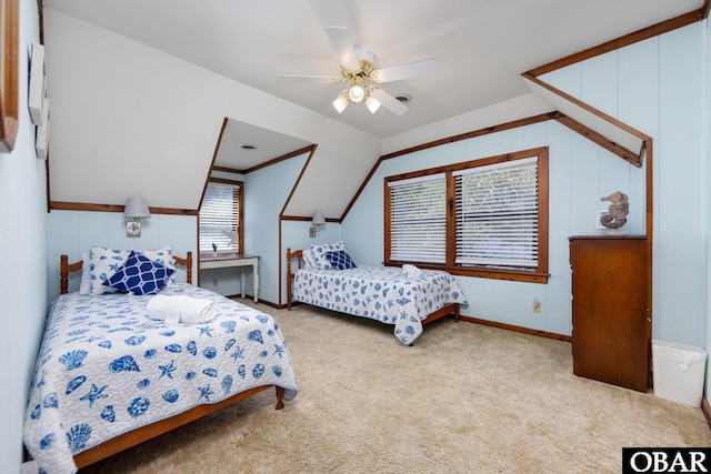 718 Canal Dr Lot 308, Kill Devil Hills, NC 27948 - bedroom with carpet floors, a ceiling fan, baseboards, and vaulted ceiling