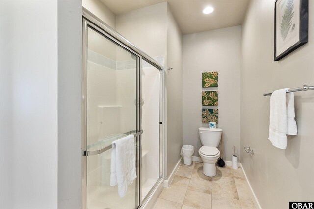 998 Cane Garden Bay Cir Lot 39, Corolla, NC 27927 - bathroom with a shower stall, recessed lighting, and tile patterned flooring