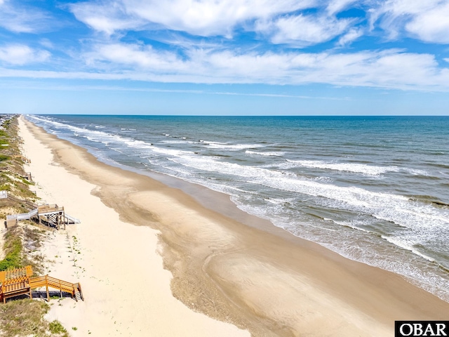 property view of water featuring a view of the beach