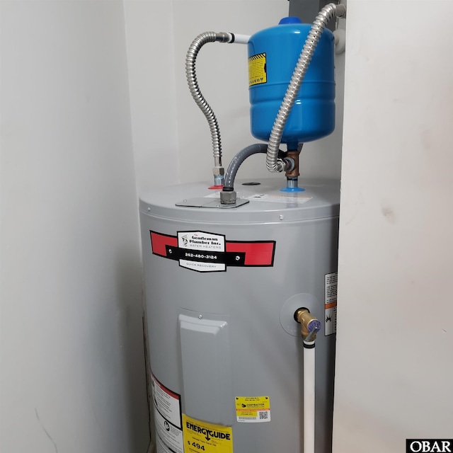 utility room with electric water heater