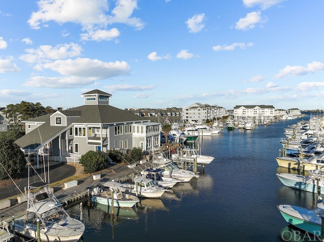 exterior space with a dock