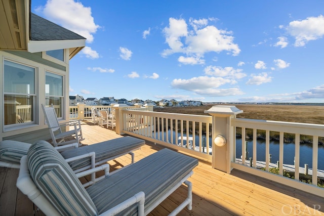 deck with a water view