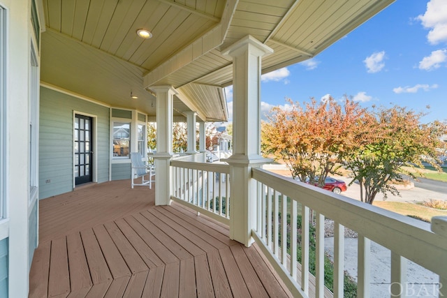 deck with covered porch