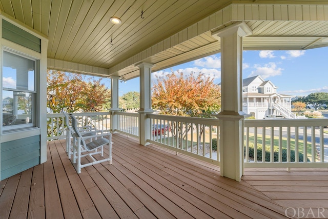 deck featuring a porch