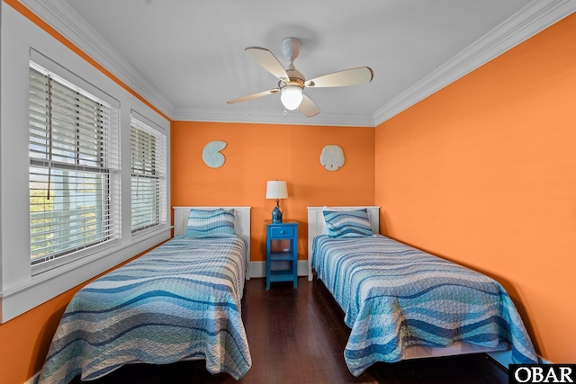 27206 Sea Chest Ct Lot 27, Salvo, NC 27972 - bedroom featuring ornamental molding, wood finished floors, baseboards, and a ceiling fan