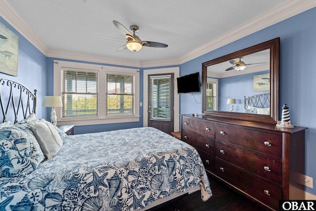 27206 Sea Chest Ct Lot 27, Salvo, NC 27972 - bedroom featuring crown molding, wood finished floors, and ceiling fan