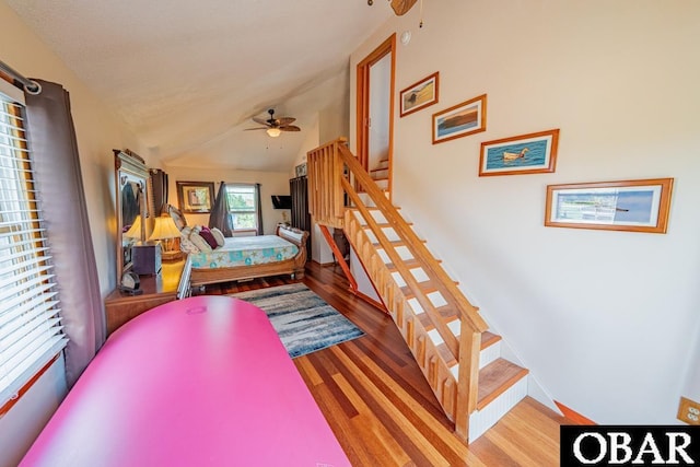40191 Kiddy Ln Lot 13, Avon, NC 27915 - bedroom featuring wood finished floors, vaulted ceiling, and ceiling fan