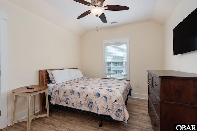 655 Pampas Ct Lot 162, Corolla, NC 27927 - bedroom featuring vaulted ceiling, wood finished floors, and ceiling fan