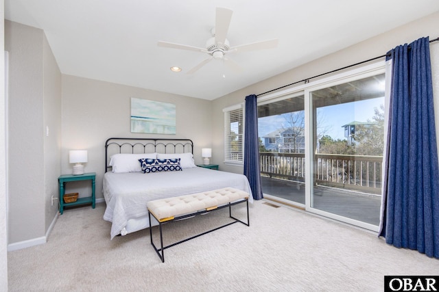 841 Golden Bluff Way Lot 336, Corolla, NC 27927 - carpeted bedroom with access to exterior, baseboards, a ceiling fan, and recessed lighting