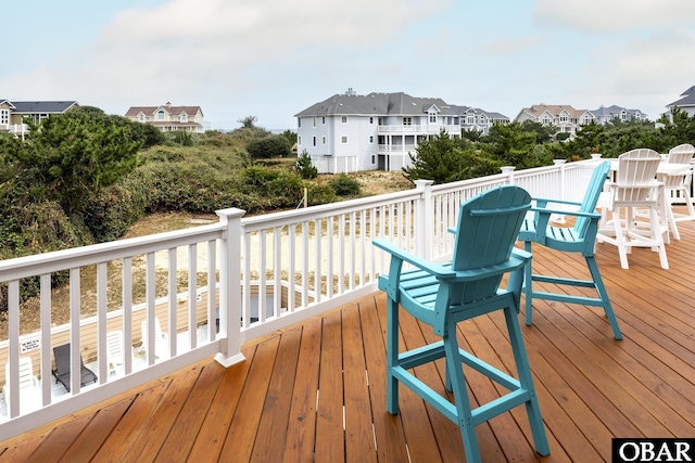 deck with a residential view